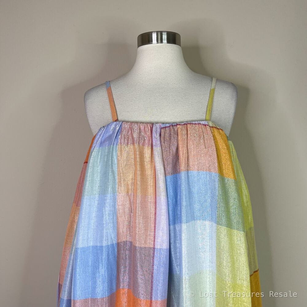 Anthropologie | Pilcro Metallic Colorful Plaid Tent Maxi Dress Plus Size 1X - Picture 3 of 11